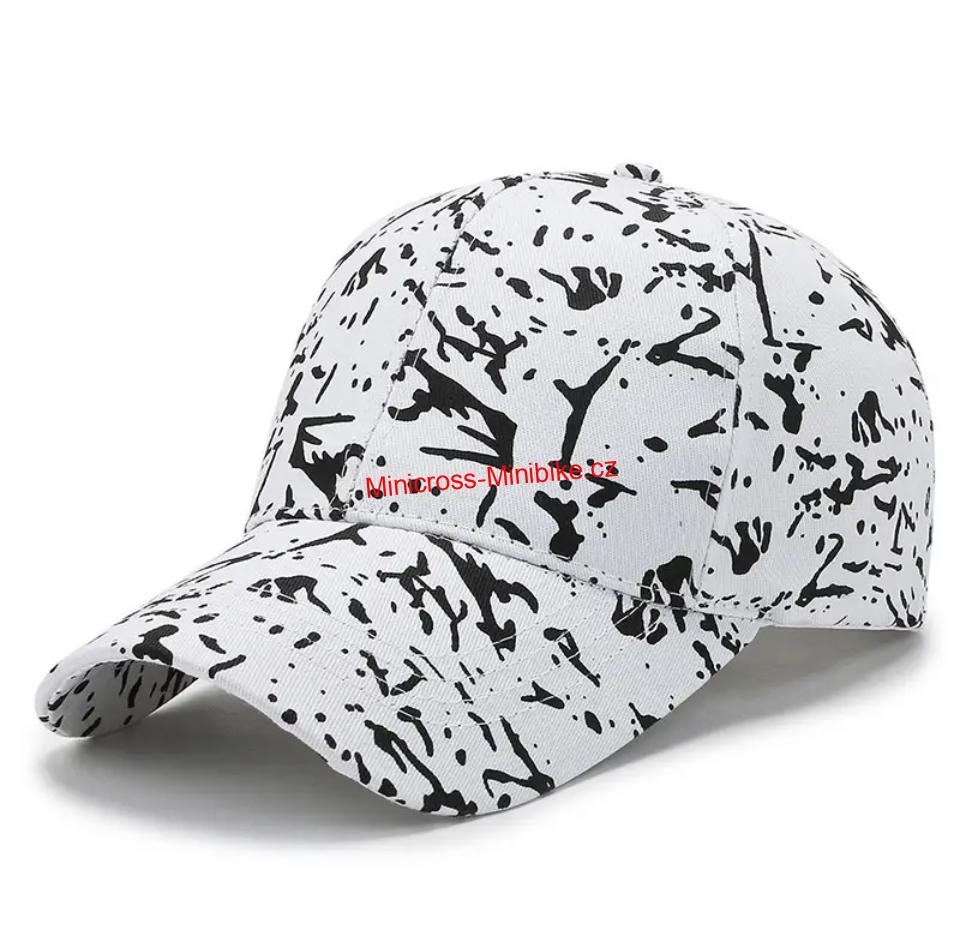 Čepice s kšiltem bílo-černá
