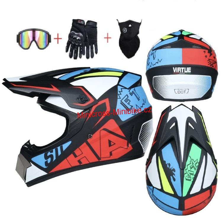 Krosová moto helma XTR multicolour
