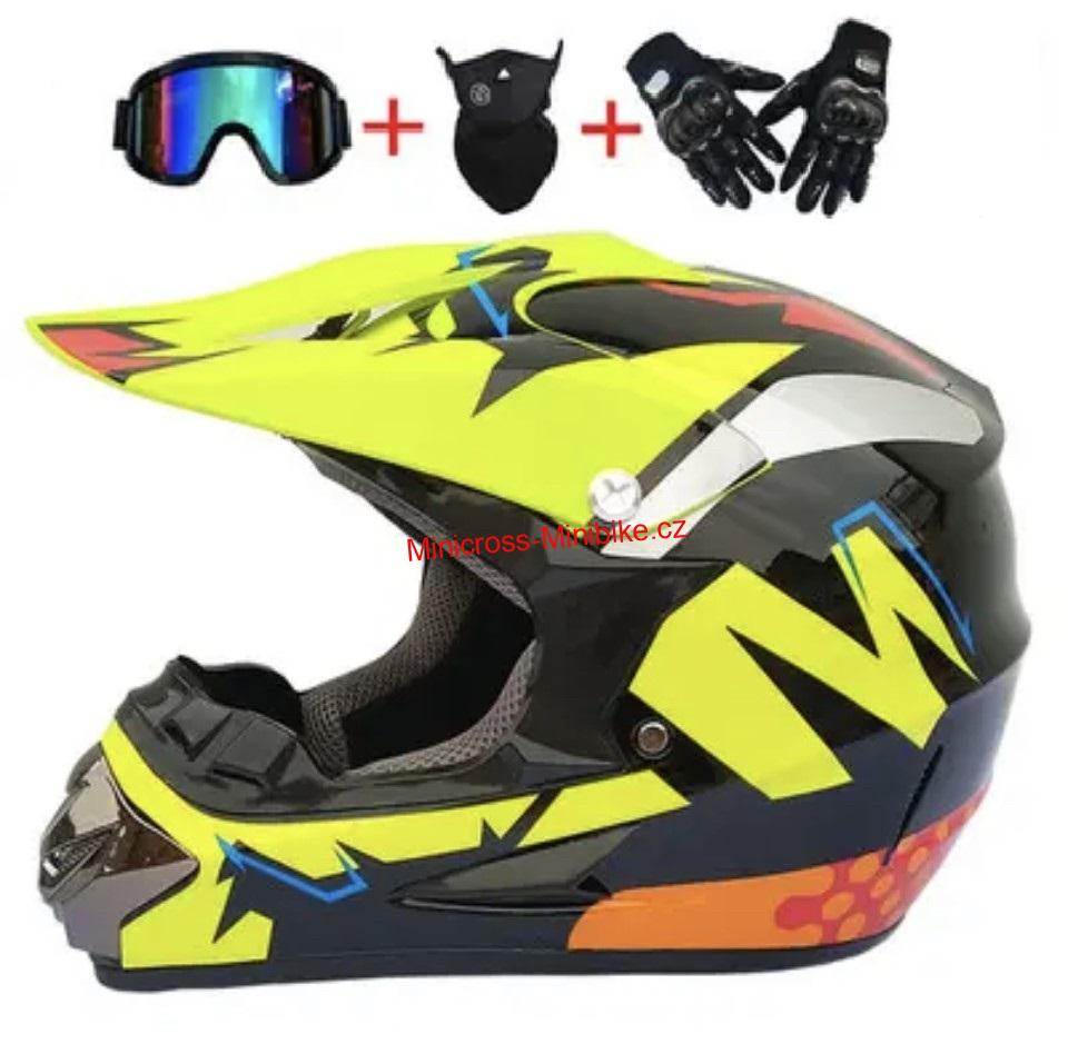 Motocrossová přilba XTR žlutá SET