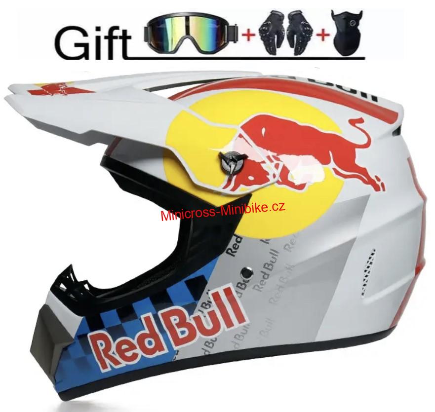 Krosová moto helma Redbull SET bílý