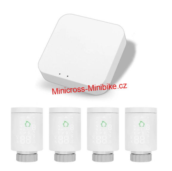 WIFI termostatická hlavice - set 4 ks + brána Zigbee TUYA