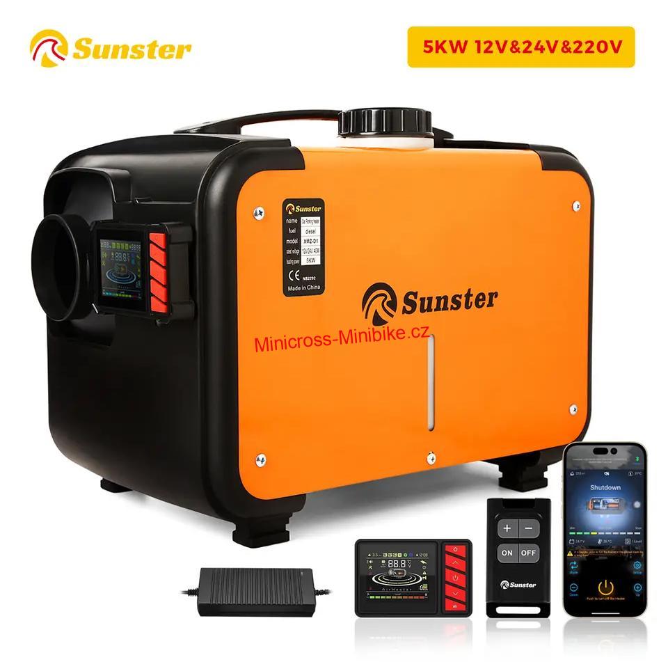 Nezávislé naftové topení 230V/24V/12V 5kW Sunster s Bluetooth