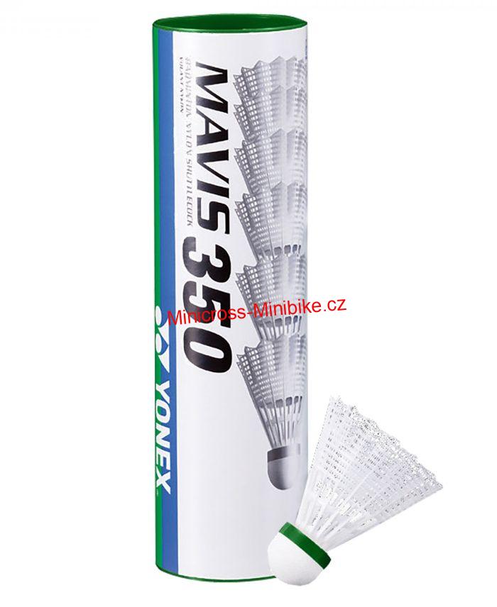 Plastové badmintonové míče Yonex Mavis 350 6ks bílé s zeleným pruhem