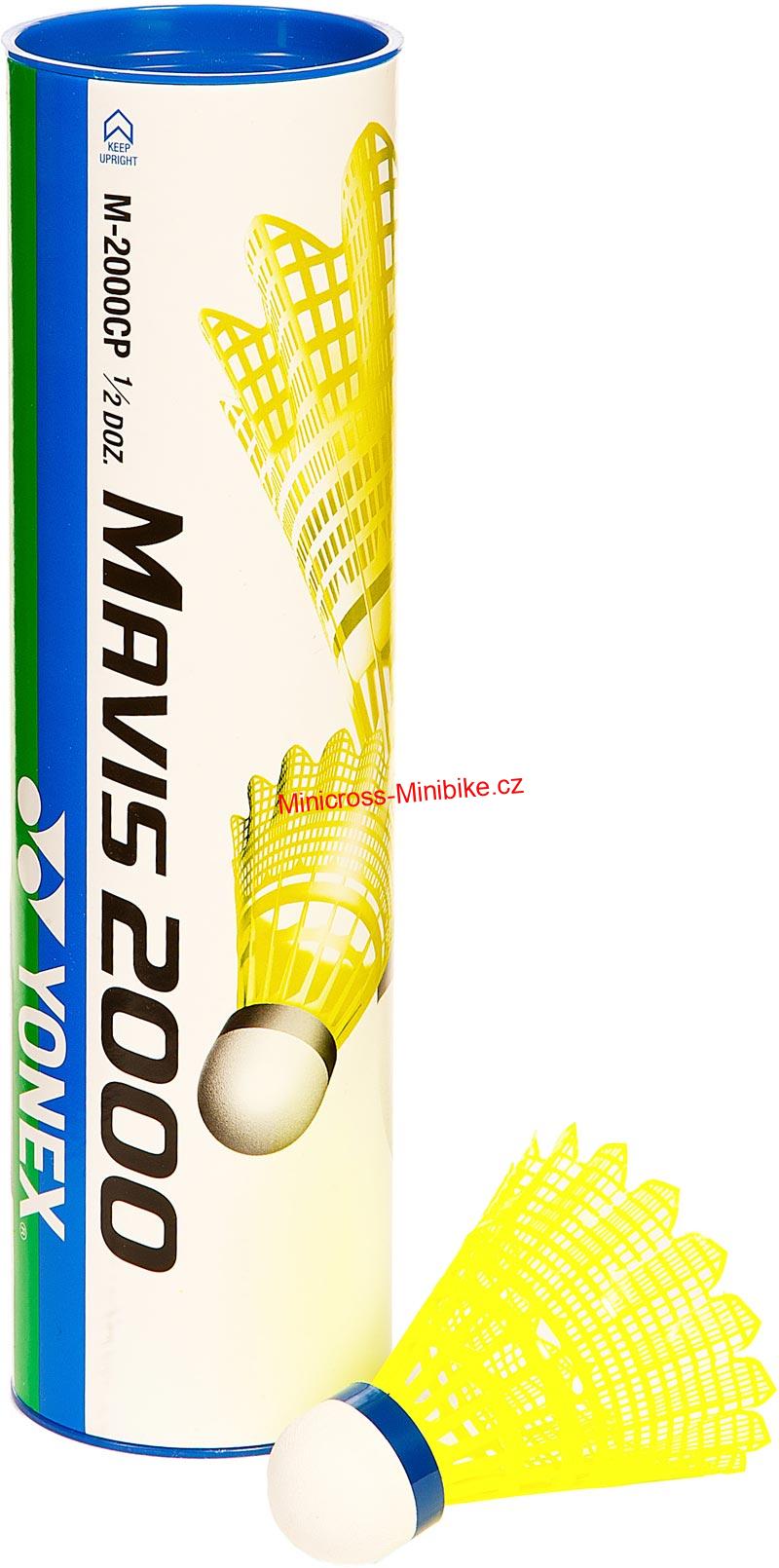Plastové badmintonové míče Yonex Mavis 2000 6ks žluté s modrým pruhem