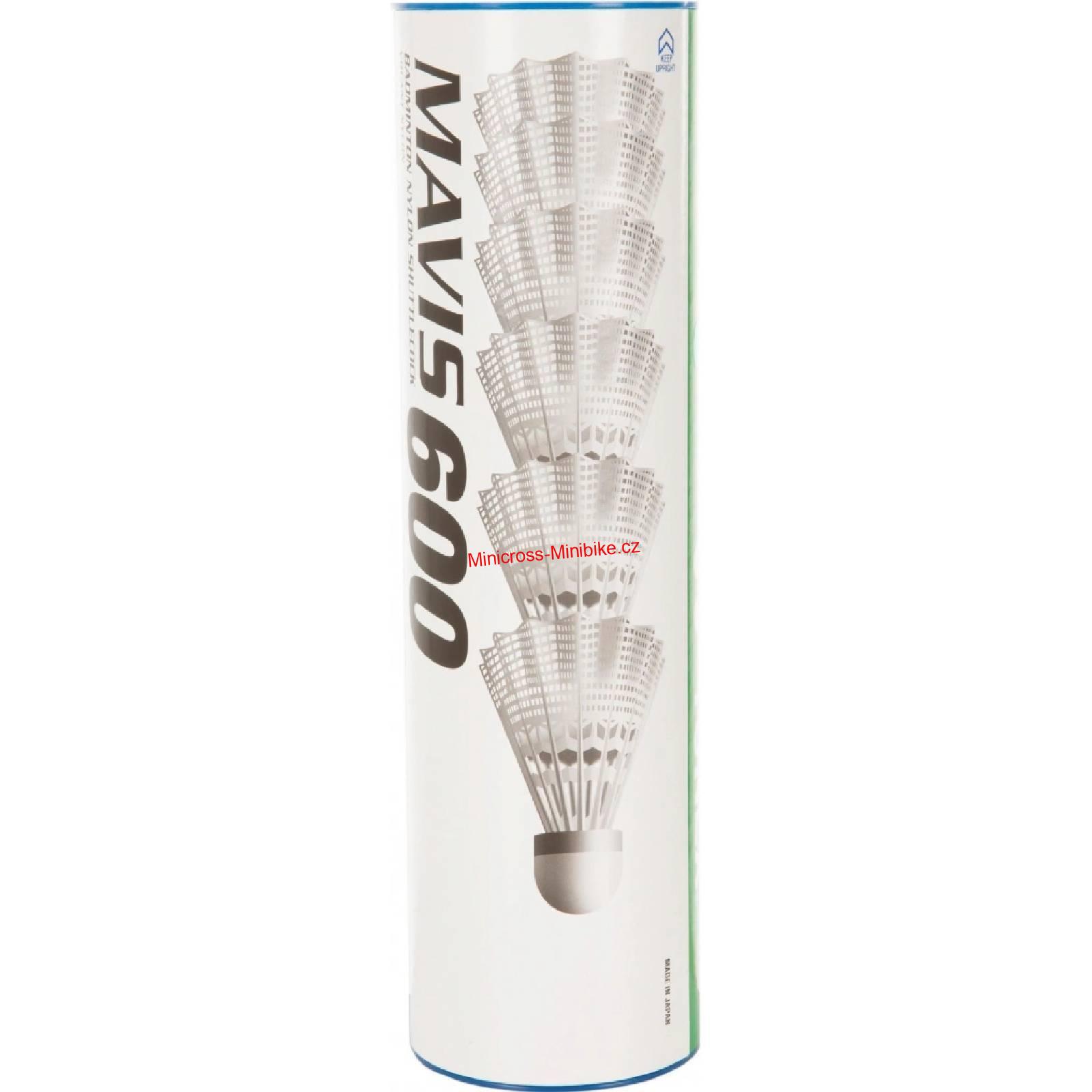 Plastové badmintonové míče Yonex Mavis 600 6ks bílé s červeným pruhem