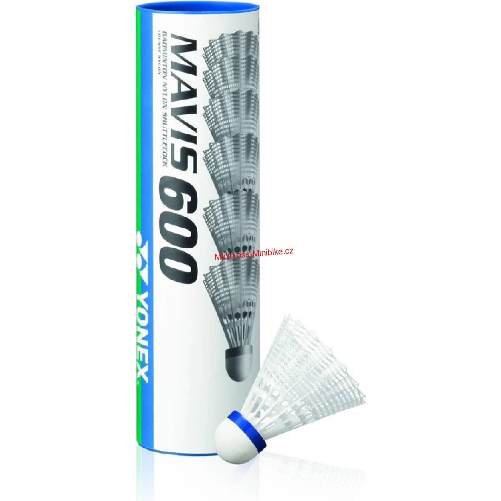 Plastové badmintonové míče Yonex Mavis 600 6ks bílé s modrým pruhem