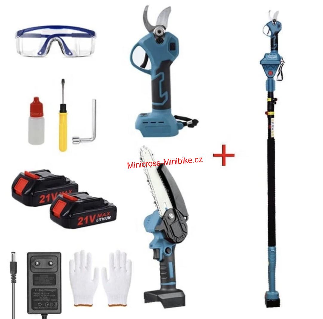 Zahradní AKU nůžky + pila 6" teleskopická 21V