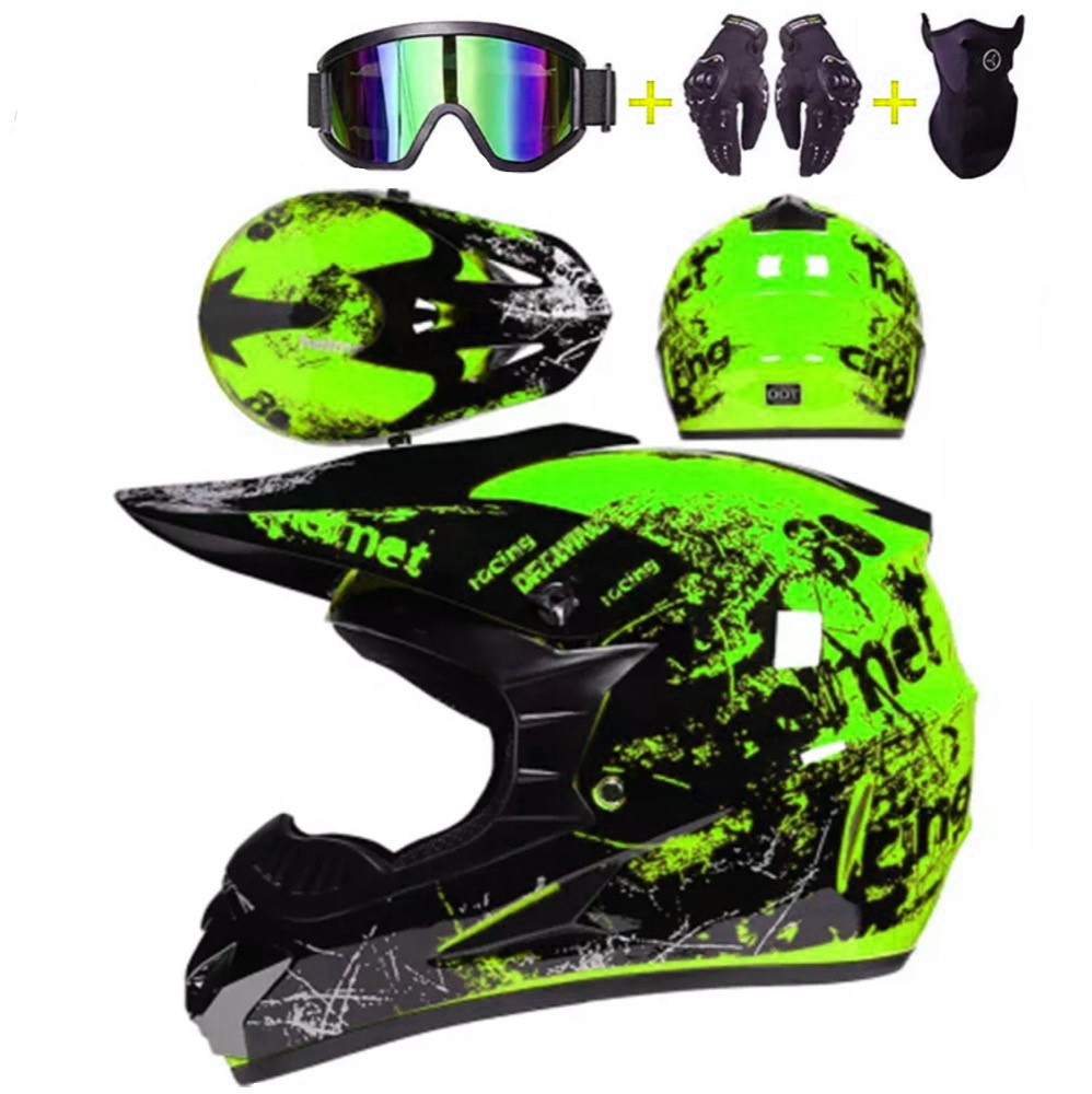 Motocrossová přilba XTR zelená SET