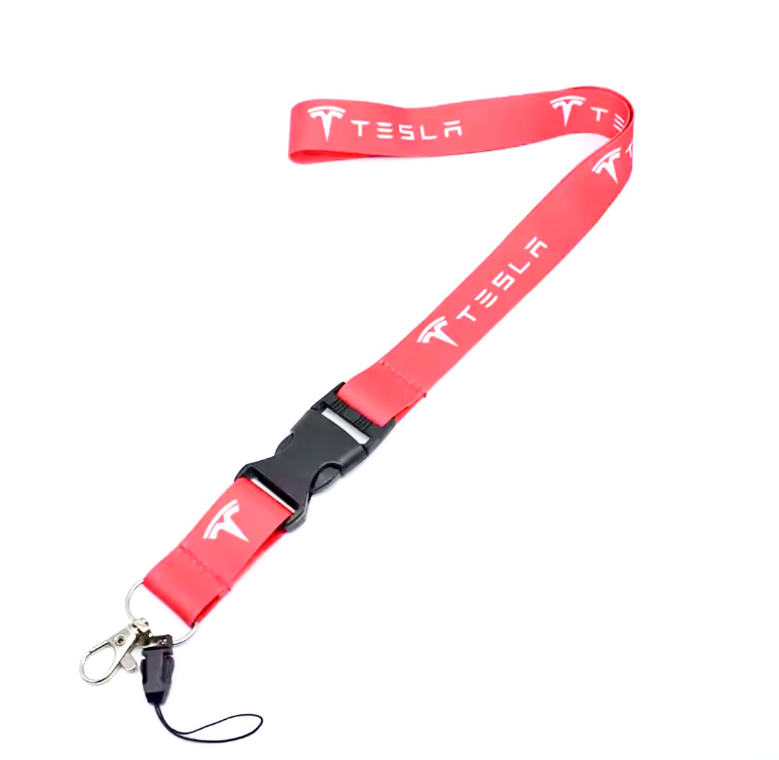 Tesla klíčenka na krk červená