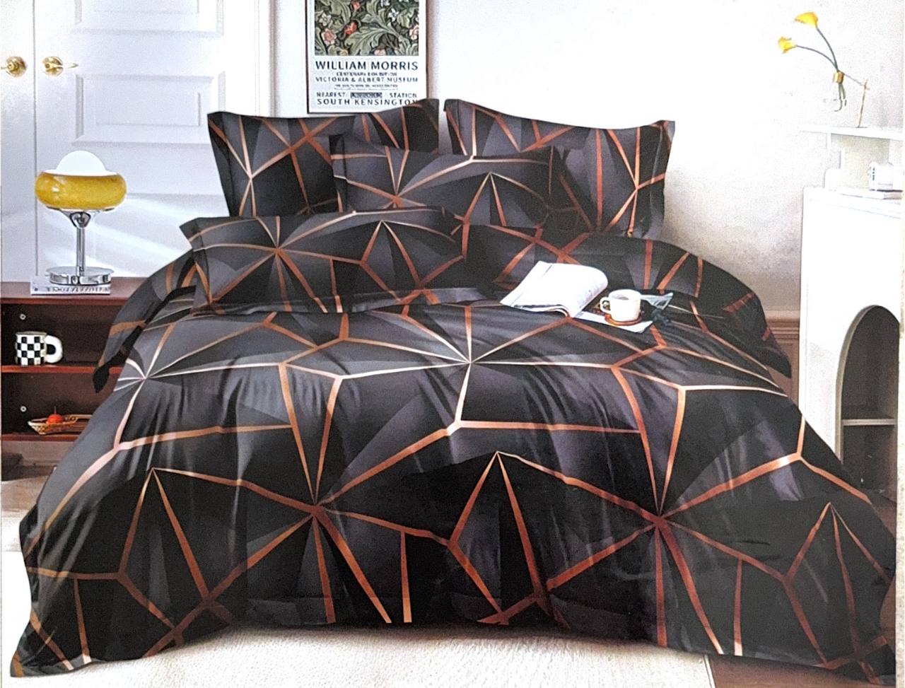 Manželská bavlněná sada ložního povlečení 7ks oranžová pro postel 220x240cm